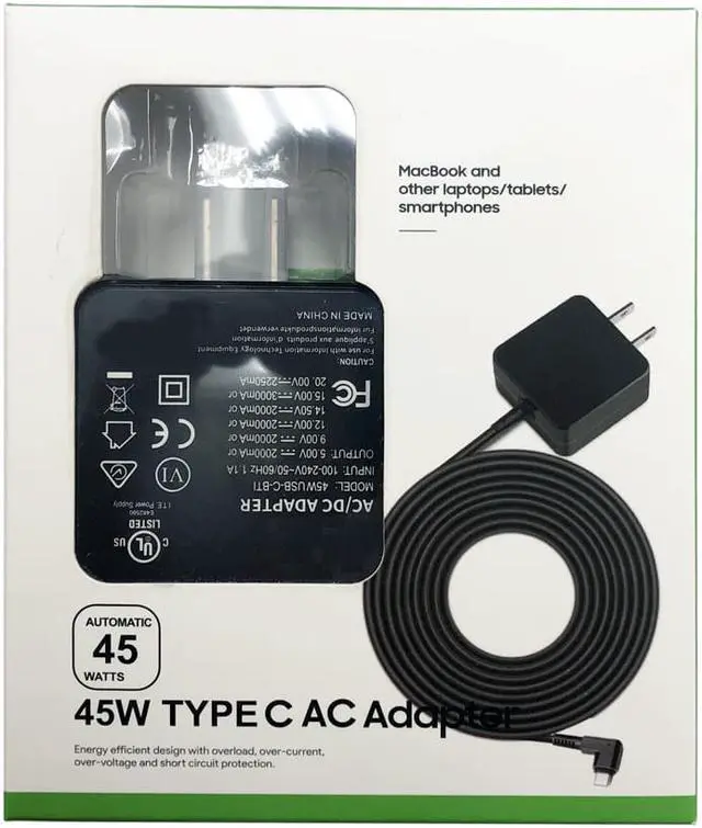Alt view image 2 of 3 - REPLACEMENT 45W USB-C ADAPTER FOR 00HM633, 00HM642, 00HM651, 00HM663, 00HM664, 1HE07UT#ABA, 1MZ01AA#ABA, 2CR08, 492-BBUU, 492-BBWZ, 4X20E75131, 4X20E75132, 4X20E75135