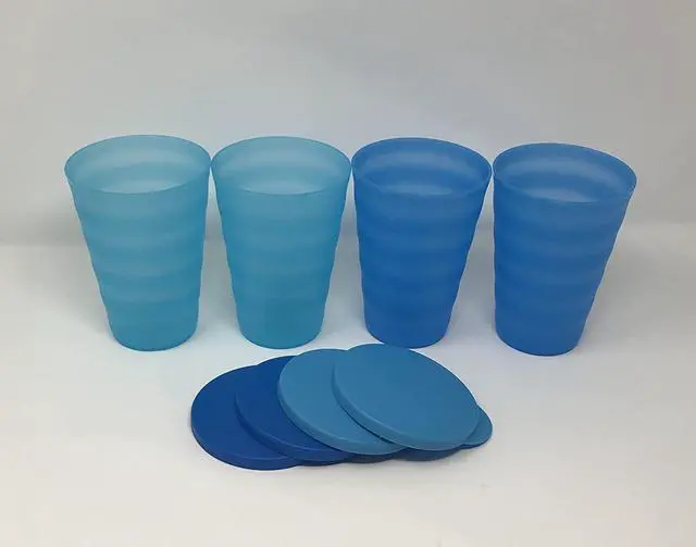 Main image of Tupperware Impressions Tumblers 16 Oz Set of 4 Blue No Straw Holes