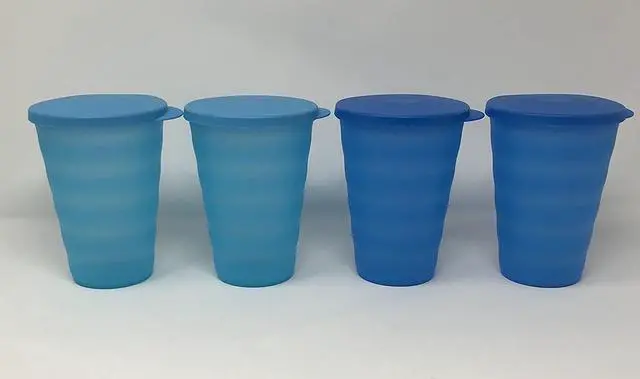 Alt view image 3 of 4 - Tupperware Impressions Tumblers 16 Oz Set of 4 Blue No Straw Holes