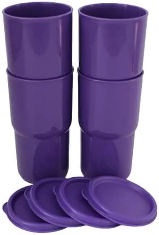 Alt view image 2 of 2 - Tupperware Tabletop Stacking Tumbler 12oz 350ml Set of 4 Grape Fizz Purple