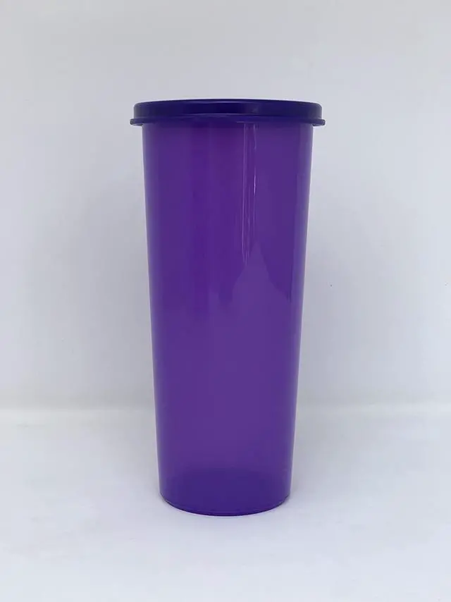 Alt view image 4 of 4 - TUPPERWARE 16oz TUMBLERS PURPLE SET OF FOUR With LIDS