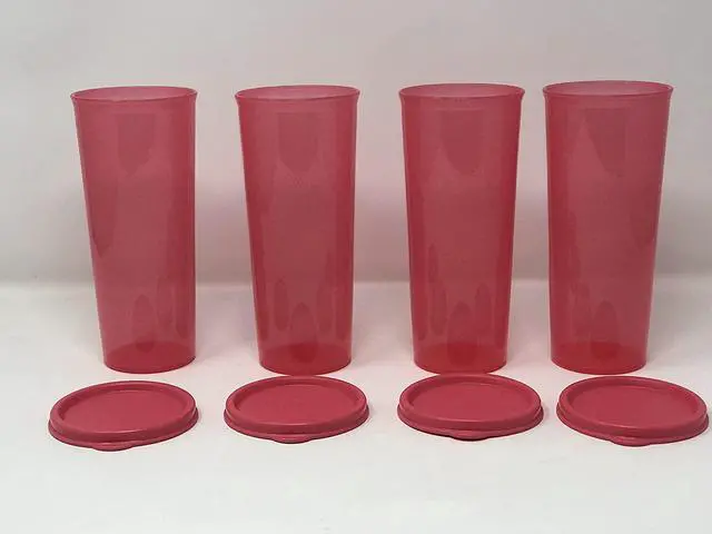 Alt view image 5 of 5 - Tupperware 16 ounces Tumblers set of four with lids same color - Emberglow
