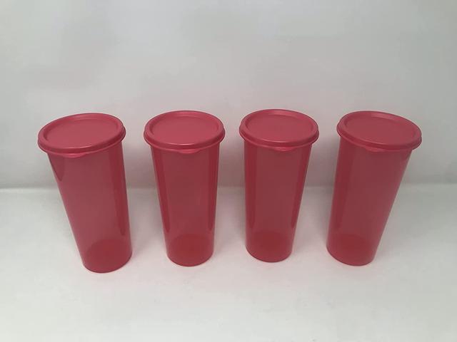 Tupperware 16 ounces Tumblers set of four with lids same color