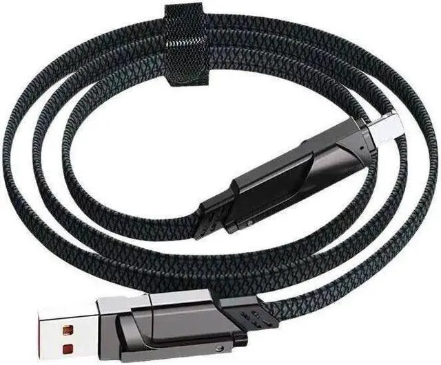 Main image of GREENTECH 4-IN-1 CABLE USB-C (3FT) 100W USB-C CHARGER CABLE WITH HOOK LOOP FASTENER COMPATIBLE WITH MACBOOK, IPAD, IPHONE, GALAXY, SWITCH (BLACK VERSION)