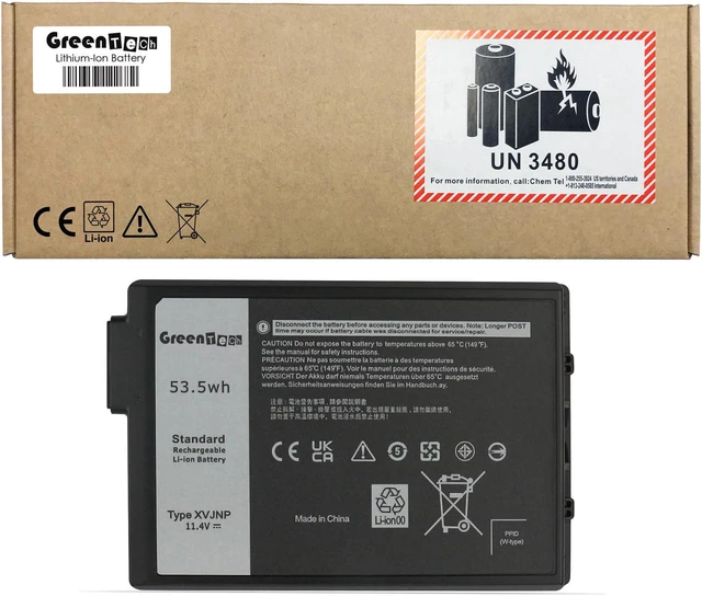 Main image of GREENTECH XVJNP BATTERY FOR DELL LATITUDE 5430 RUGGED LATITUDE 7330 RUGGED 11.4V 53.5WH 451-BCWQ 6JRCP KD1CT M0TN3