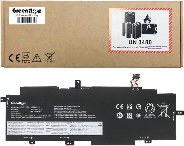 Main image of GREENTECH L20M4P72 BATTERY FOR LENOVO THINKPAD T14S G2 20WM 20WN 20XF 20XG 15.36V 54WH 5B10W13976 L20C4P72 L20D4P72 L20L4P72 5B10W51814 5B10W51815 SB10W51914 SB10W51915 SB10W51916