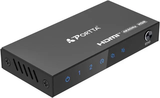 Main image of PORTTA 4K HDMI 2-Port Video Splitter  1x2 HDMI Splitter w/ Solid Aluminum Housing  4K 60Hz