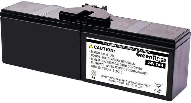 Alt view image 2 of 3 - GREENTECH REPLACEMENT APCRBC160 BATTERY CARTRIDGE #160 FOR APC BN1100M2, BN1100M2-CA, BR1000MS, BR1000MS-TW, BR1100M2-LM, APCRBC160, SLA160, RBC160 - 24V 7AH