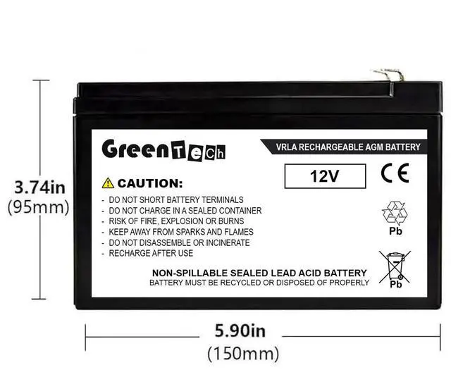 Alt view image 2 of 3 - GREENTECH COMPATIBLE APCRBC164-12V9AH SLA BATTERY FOR APC Back-UPS BE1050G3 12V 9AH REPLACES RBC164 Battery Cartridge #164