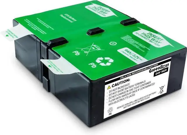 Main image of GREENTECH COMPATIBLE APCRBC165-24V9AH SLA BATTERY FOR APC Back-UPS Pro BR1300MI, Back UPS Pro 1300, Back UPS Pro BR 1300VA 24V 9AH REPLACES RBC165 Battery Cartridge #165 APCRBC165