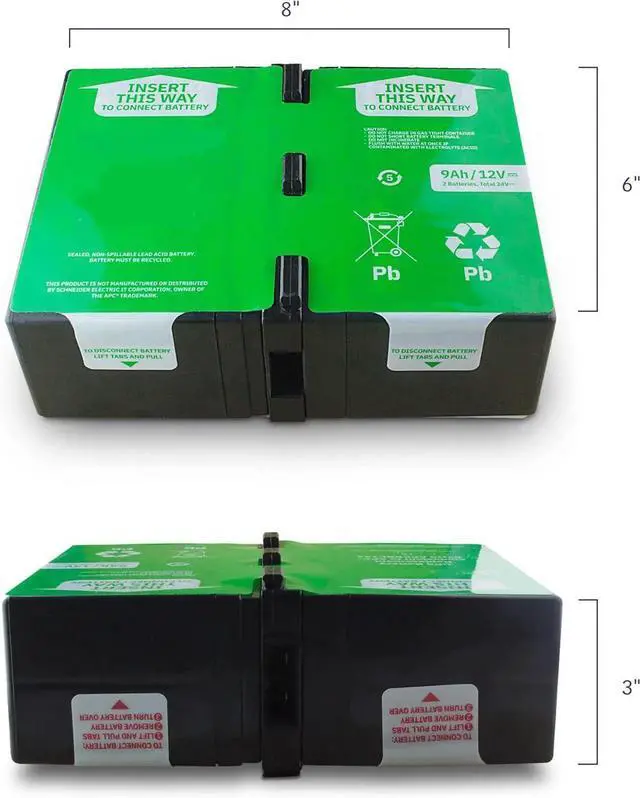 Alt view image 4 of 4 - GREENTECH COMPATIBLE APCRBC165-24V9AH SLA BATTERY FOR APC Back-UPS Pro BR1300MI, Back UPS Pro 1300, Back UPS Pro BR 1300VA 24V 9AH REPLACES RBC165 Battery Cartridge #165 APCRBC165