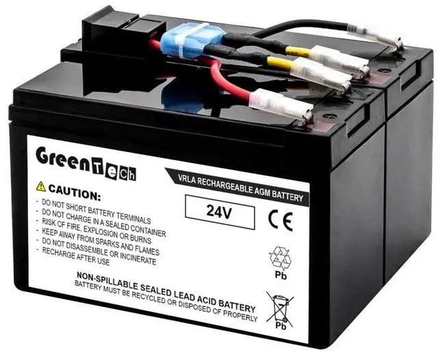 Main image of GREENTECH COMPATIBLE RBC48 24V BATTERY FOR APC SMART-UPS SMT750C, SMT750CUS, SUA750US 24VDC Cartridge #48 RBC 48