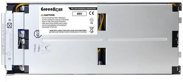 Main image of GREENTECH COMPATIBLE RBC43 SLA BATTERY FOR APC SMART-UPS SMT1000RM1U, SMT2200RM2UC, SMT2200RM2UNC, SMT2200RMUS, SMT3000RM2UC, SMT3000RM2UNC, SMT2200RM2UCUS, SMT2200RM2UNCUS - 48VDC REPLACES RBC43