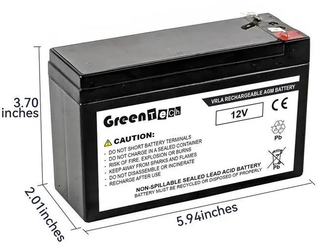 Alt view image 3 of 5 - GREENTECH COMPATIBLE APCRBC106 SLA BATTERY FOR APC BACK-UPS BGE90M, BGE90M-CA, BE400, BE400-CP, BE400-FR, BE400-GR, BE400-IT 12V 6AH REPLACES APCRBC106 RBC106 Battery Cartridge #106