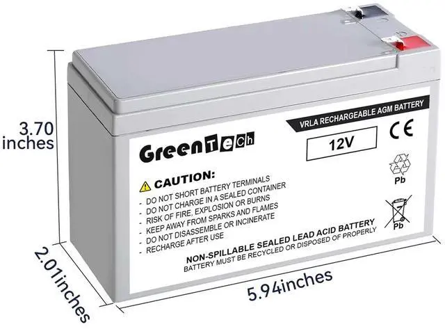 Alt view image 5 of 5 - GREENTECH COMPATIBLE APCRBC106 SLA BATTERY FOR APC BACK-UPS BGE90M, BGE90M-CA, BE400, BE400-CP, BE400-FR, BE400-GR, BE400-IT 12V 6AH REPLACES APCRBC106 RBC106 Battery Cartridge #106