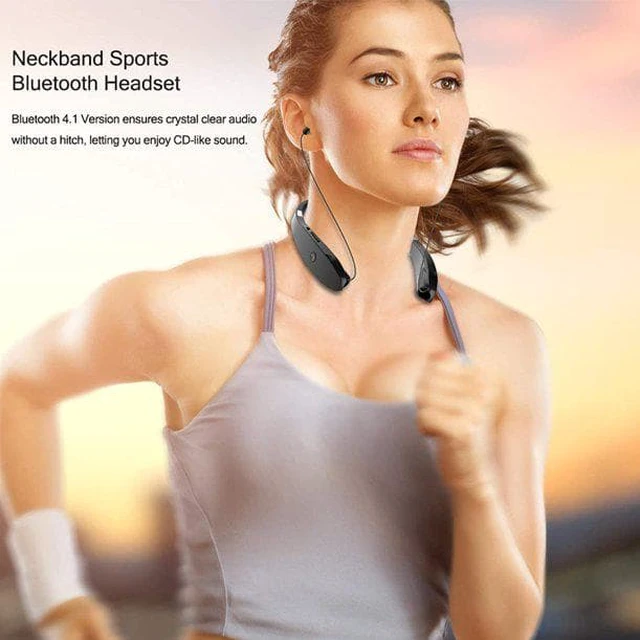 Alt view image 6 of 7 - Foldable Bluetooth Headset,Lightweight Retractable Bluetooth Headphones for Sports&Exercise, Noise Cancelling Stereo Neckband Wireless Headset