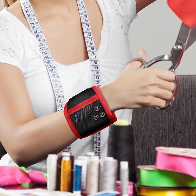 Alt view image 5 of 5 - PREMIUM Magnetic Wristband Armband with Strong Magnets for Holding Screws, Nails, Bolts, Drills and Screwdriver Bits set - for Holding Sewing Tools - The Best Tools Gifts For Men - Handyman - Dad