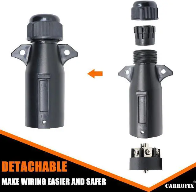 Alt view image 2 of 7 - CARROFIX RV Blade 7 Way Round Trailer Connector - 7 Pin Trailer Light Adapter Plug