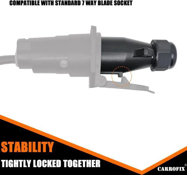 Alt view image 3 of 7 - CARROFIX RV Blade 7 Way Round Trailer Connector - 7 Pin Trailer Light Adapter Plug