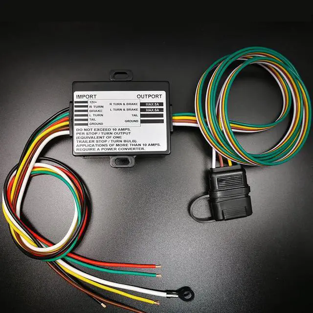 Alt view image 2 of 7 - CARROFIX Powered 3-to-2-Wire Trailer Taillight Converter with 60" Wiring Harness - LED Compatible Trailer Converter