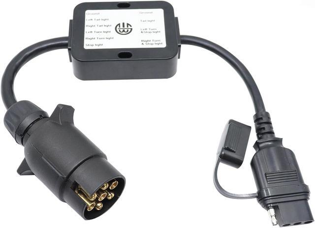 Alt view image 4 of 5 - CARROFIX Trailer Light Converter European Round 7-Pin Connector to US 4-Way Flat Pin Plug