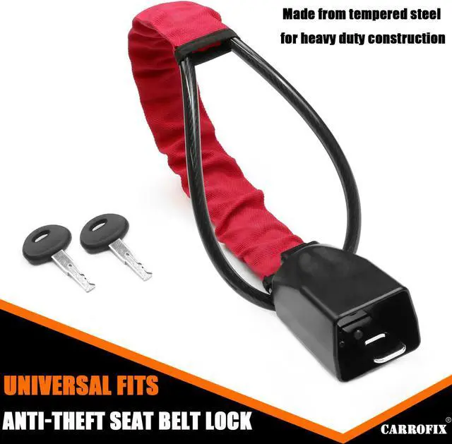 Alt view image 2 of 7 - Heavy Duty Steering Wheel Lock Seat Belt Lock Anti-Theft Vehicle Lock with 2-Key