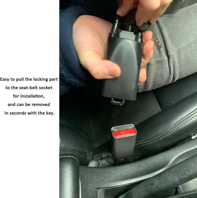 Alt view image 4 of 7 - Heavy Duty Steering Wheel Lock Seat Belt Lock Anti-Theft Vehicle Lock with 2-Key