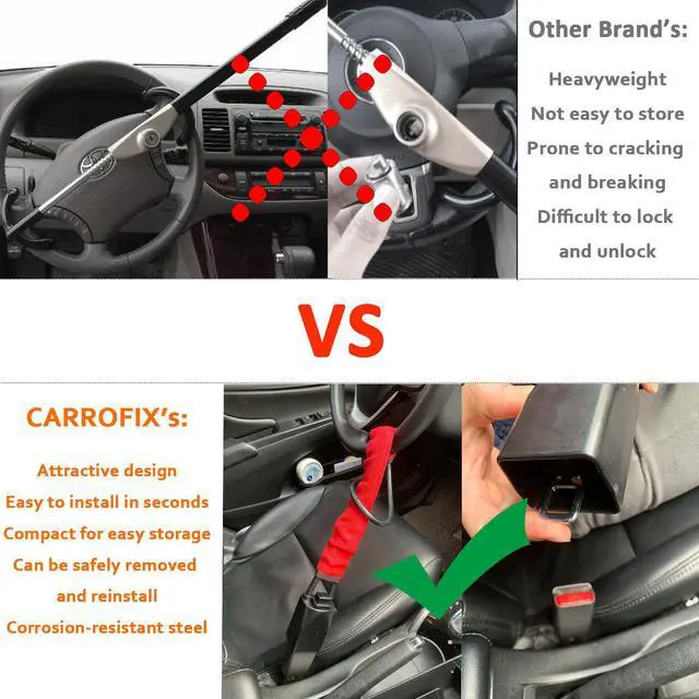 Alt view image 6 of 7 - Heavy Duty Steering Wheel Lock Seat Belt Lock Anti-Theft Vehicle Lock with 2-Key