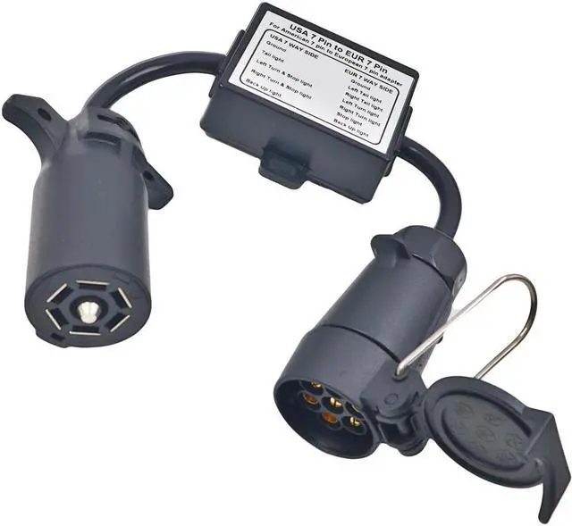 Main image of CARROFIX USA to EU Trailer Light Converter US 7-Way Blade Socket to EU 7-Pin Round Plug