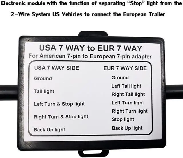 Alt view image 2 of 7 - CARROFIX USA to EU Trailer Light Converter US 7-Way Blade Socket to EU 7-Pin Round Plug