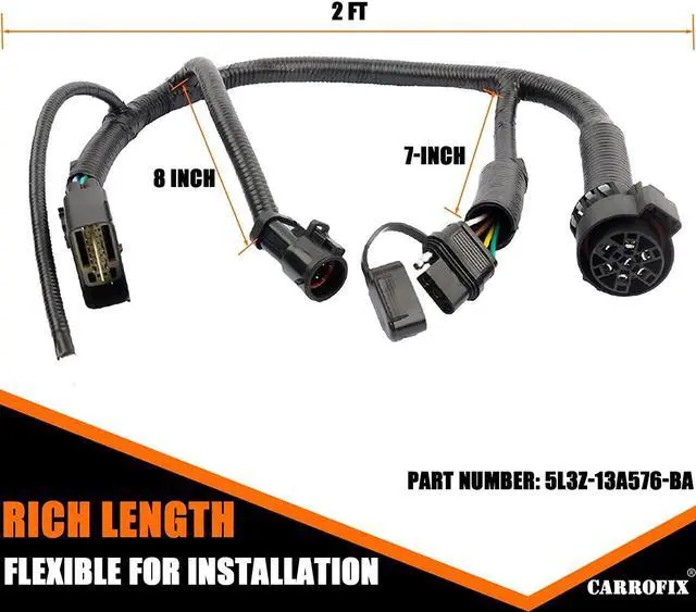 Alt view image 2 of 6 - CARROFIX OE 5L3Z13A576BA Wiring Assembly - Trailer Brake Control Harness 7 Pin Connector for Ford F-150, Lincoln Mark LT