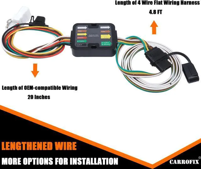 Alt view image 6 of 7 - CARROFIX Vehicle Wiring Harness Kit with 4-Pole Flat Trailer Connector for Select Subaru