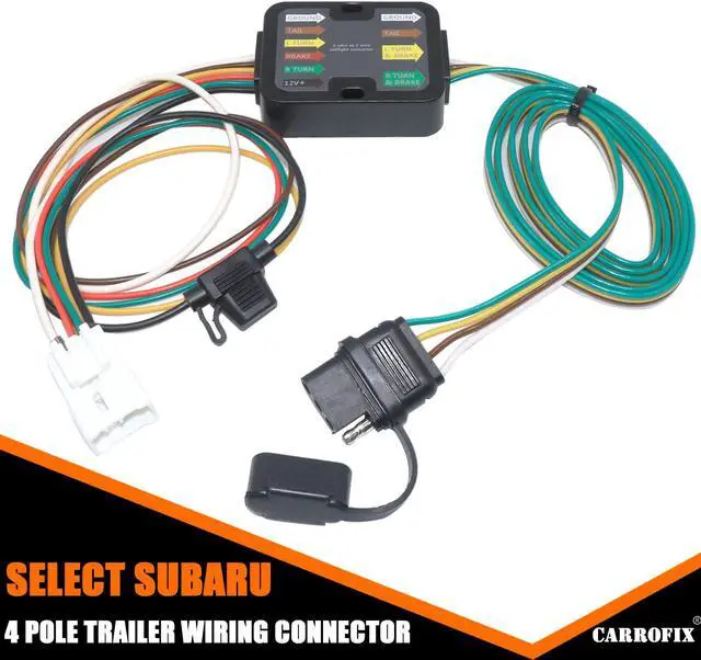 Alt view image 4 of 7 - CARROFIX Vehicle Wiring Harness Kit with 4-Pole Flat Trailer Connector for Select Subaru