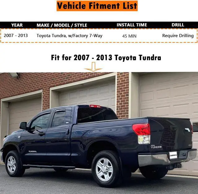 Alt view image 4 of 7 - CARROFIX Multi-Towing 7-Way Blade and 4-Way Flat Vehicle Trailer Connector Wiring Harness Fits for 2007-2013 Toyota Tundra with Factory Tow Package