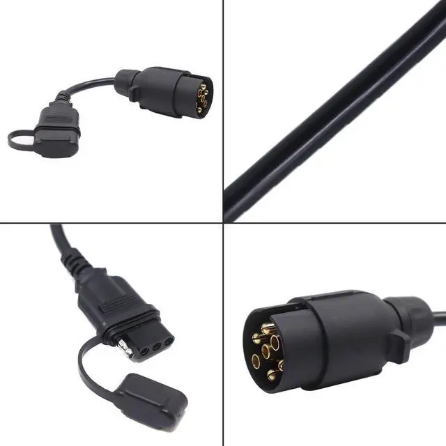 Alt view image 7 of 7 - CARROFIX European Style Vehicle-end 7 Way Round Pin Outlet to American Style Trailer 4 Way Flat Connector