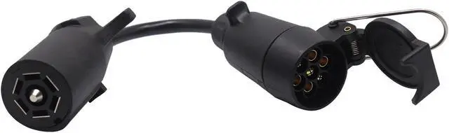 Main image of CARROFIX American Style Vehicle-end 7 Way Blade Connector to European Style Trailer 7 Pin Round Plug