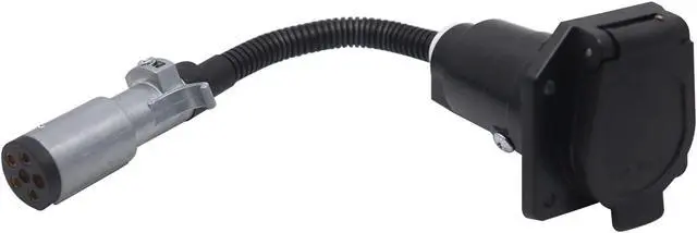 Main image of CARROFIX Vehicle-Side 6-Way Round to 7-Way RV Blade Trailer Wiring Adapter, 6 Pole on Truck to 7 Blade on Trailer Connector, Flexible Wire Gives More Turning Radius