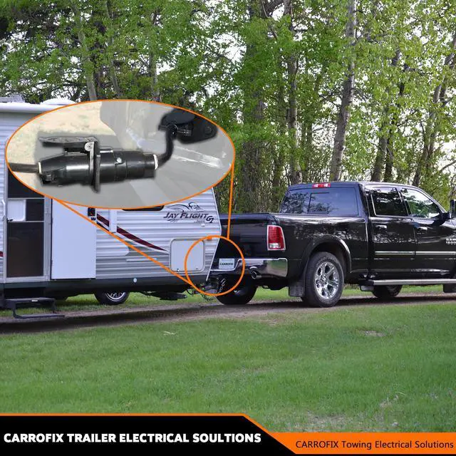 Alt view image 7 of 7 - CARROFIX Vehicle-Side 6-Way Round to 7-Way RV Blade Trailer Wiring Adapter, 6 Pole on Truck to 7 Blade on Trailer Connector, Flexible Wire Gives More Turning Radius