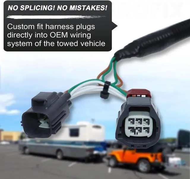 Alt view image 3 of 7 - CARROFIX Custom Fit Towed Vehicle RV Wiring Harness for Flat Towing 2007-2018 Jeep Wrangler JK - 58903 Taillight Wiring Harness Kit