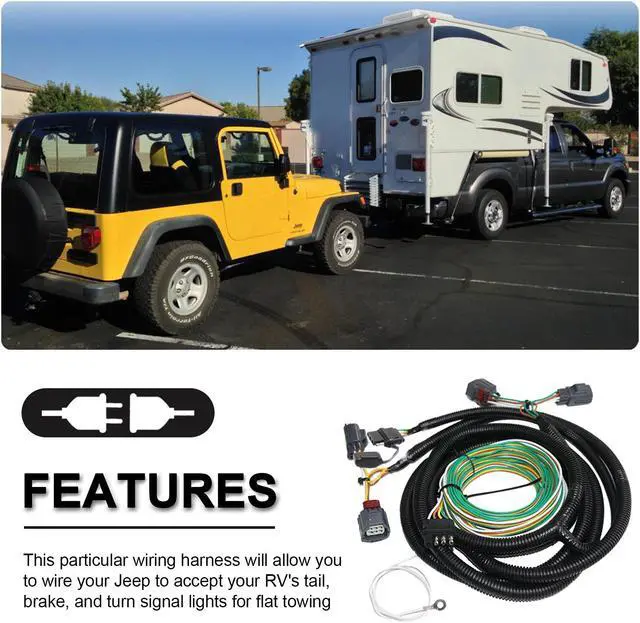 Alt view image 6 of 7 - CARROFIX Custom Fit Towed Vehicle RV Wiring Harness for Flat Towing 2007-2018 Jeep Wrangler JK - 58903 Taillight Wiring Harness Kit