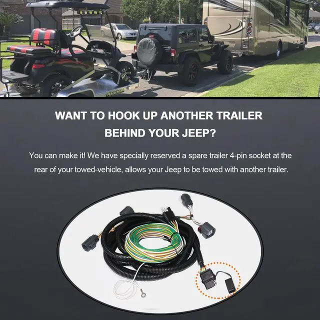 Alt view image 4 of 7 - CARROFIX Custom Fit Towed Vehicle RV Wiring Harness for Flat Towing 2007-2018 Jeep Wrangler JK - 58903 Taillight Wiring Harness Kit