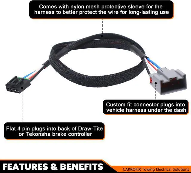 Alt view image 2 of 7 - CARROFIX Plug-in Wiring Adapter Trailer Brake Controller Harness Compatible with 2009-2021 Ford, F-150, 2017-2022 F-250 350 450 550 Super Duty
