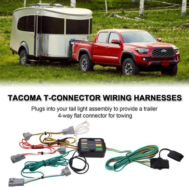 Alt view image 5 of 7 - CARROFIX Custom Fit Vehicle Taillight Wiring Harness with 4-Way Flat Trailer Connector for 2016-2023 Toyota Tacoma