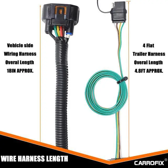 Alt view image 4 of 6 - Vehicle-Side Wiring Harness Kit w/ 4 Pin Flat Trailer Connector for Hyundai KIA