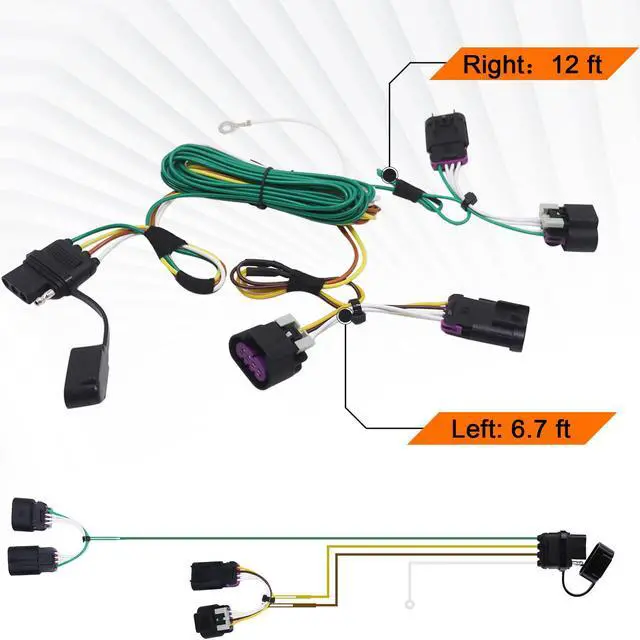 Alt view image 5 of 7 - CARROFIX Custom Fit 4-Way Flat Vehicle Trailer Wiring Harness, 56094 Compatible with 2010-2017 Chevrolet Equinox & GMC Terrain