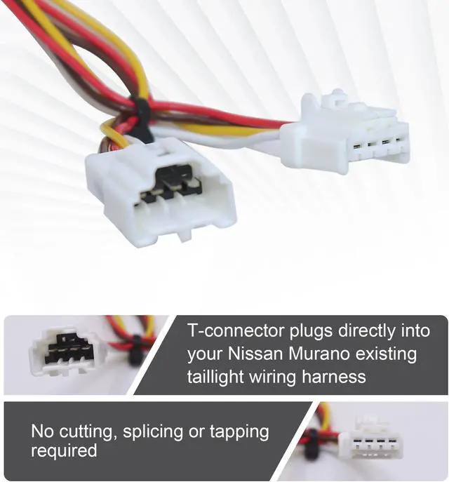 Alt view image 3 of 7 - CARROFIX Custom-Fit Vehicle Wiring Kit Harness with 4-Way Flat Trailer Connector for 2015-2023 Nissan Murano - Simple Plug-in Hitch Wiring Harness