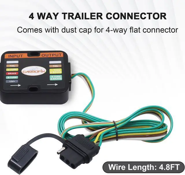 Alt view image 5 of 7 - CARROFIX Custom-Fit Vehicle Wiring Kit Harness with 4-Way Flat Trailer Connector for 2015-2023 Nissan Murano - Simple Plug-in Hitch Wiring Harness