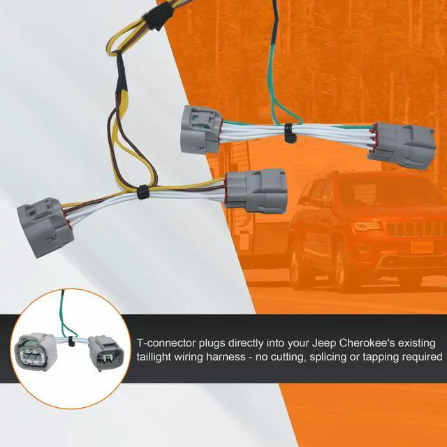Alt view image 4 of 7 - CARROFIX 4 Way Flat Trailer Tow Harness For 2014-2018 Jeep Cherokee Custom Fit Taillight Wiring Harness Kit