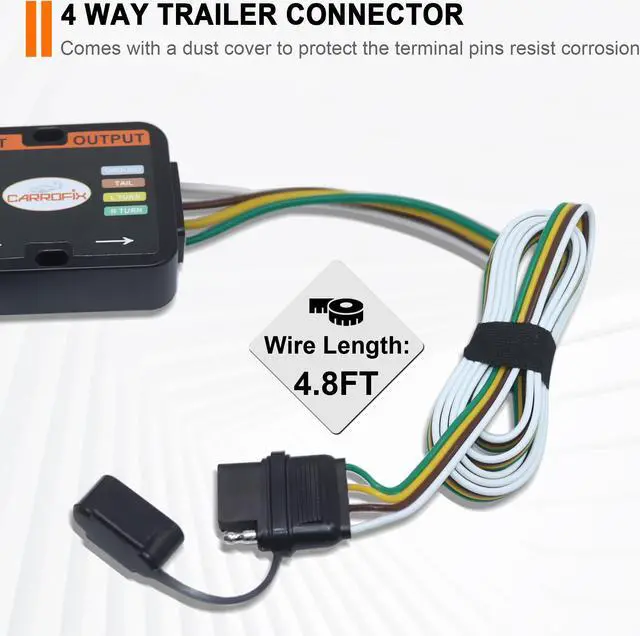Alt view image 6 of 7 - CARROFIX 4 Way Flat Trailer Tow Harness For 2014-2018 Jeep Cherokee Custom Fit Taillight Wiring Harness Kit