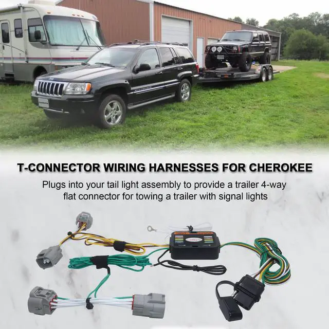 Alt view image 5 of 7 - CARROFIX 4 Way Flat Trailer Tow Harness For 2014-2018 Jeep Cherokee Custom Fit Taillight Wiring Harness Kit